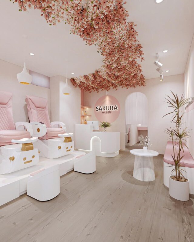 Reception area of our nail salon in Kyoto, located near Nishiki Market.